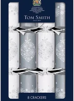 Tom Smith Christmas Crackers "Argento e Bianco" 8pz