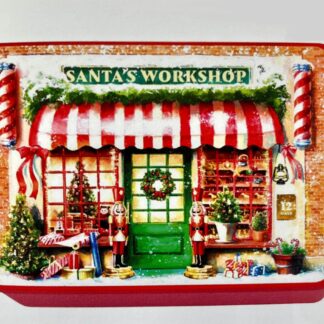 Bramble "Laboratorio di Babbo Natale" Scatola in Latta in Rilievo con Biscotti Inglesi 300g